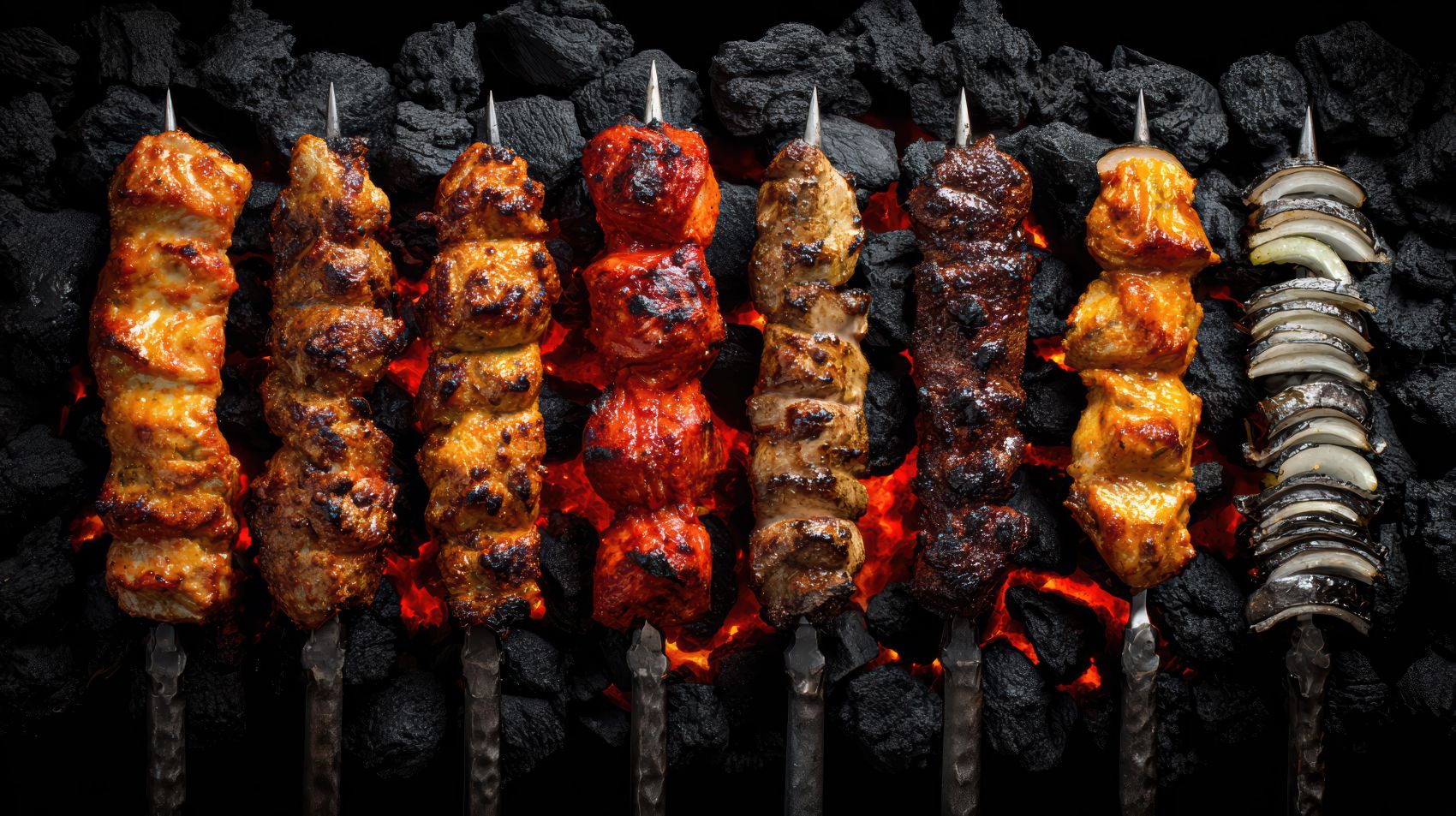 炭火炙烤 多味肉串高清美食摄影图图片