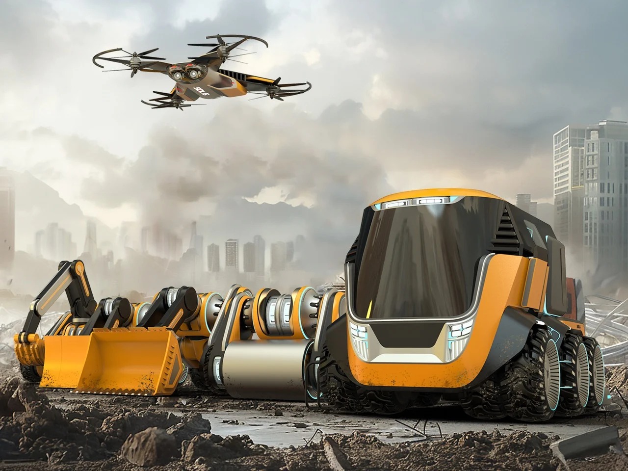 受变压器启发的变形机道路施工机器人车队---酷图编号4