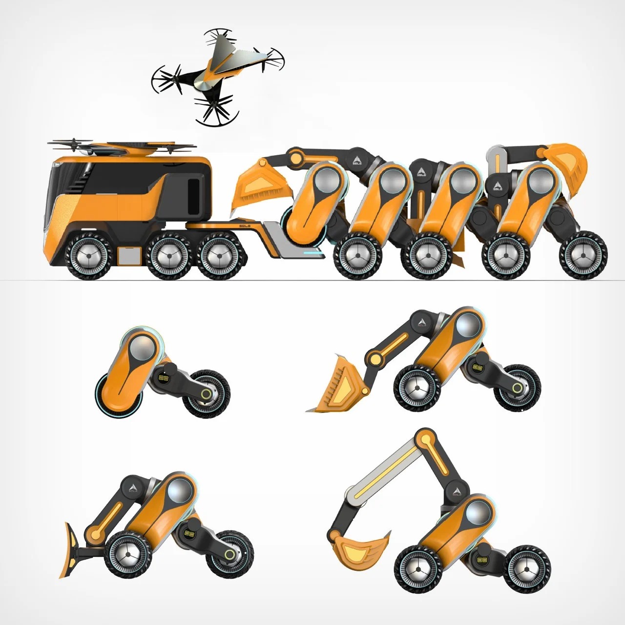 受变压器启发的变形机道路施工机器人车队---酷图编号1