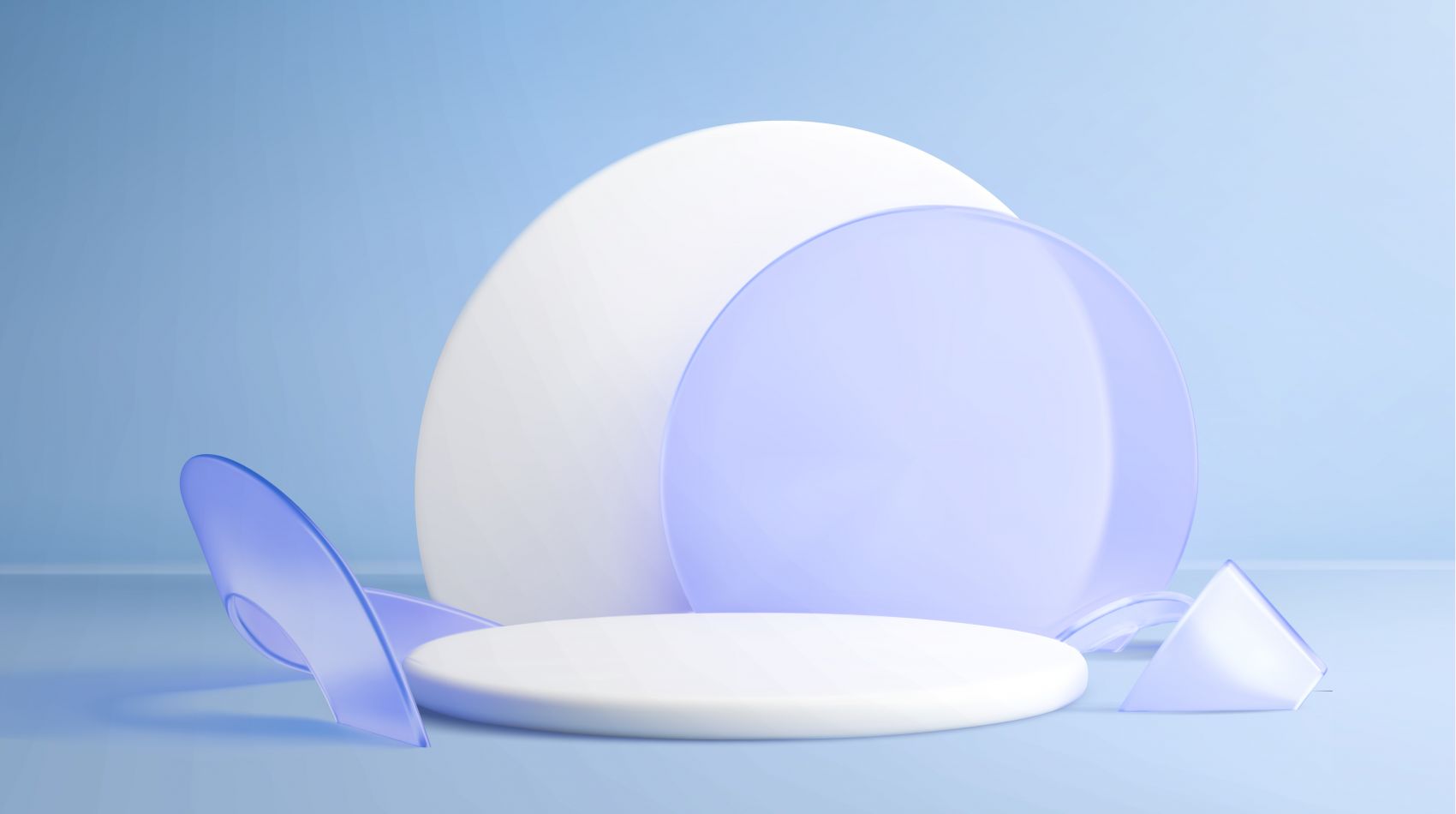 清透蓝白几何展台 极简质感特写图片