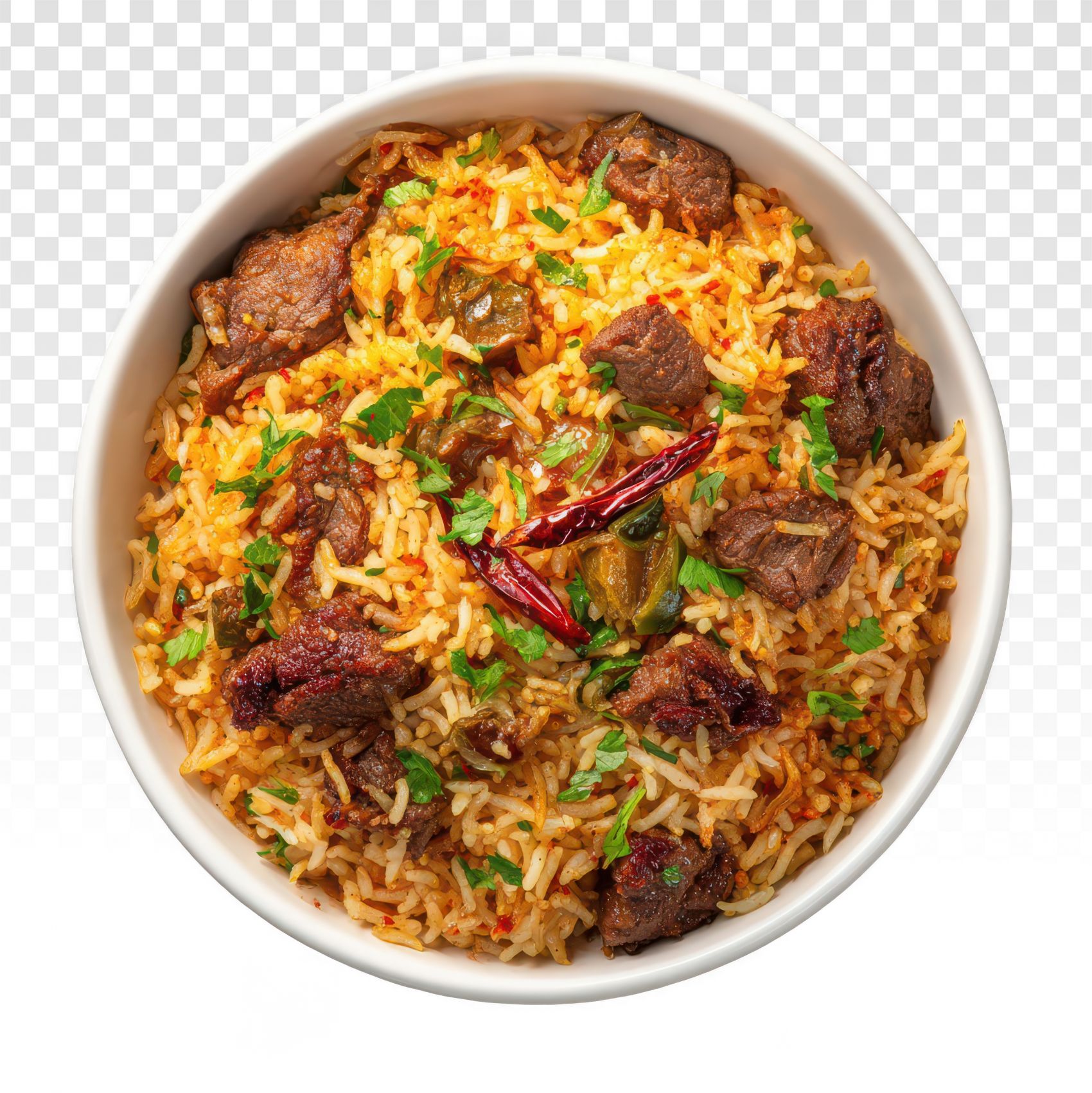 印度牛肉比尔亚尼 异域香饭特写图片