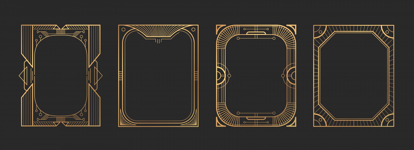 Art Deco 风格金色几何边框矢量设计素材图片