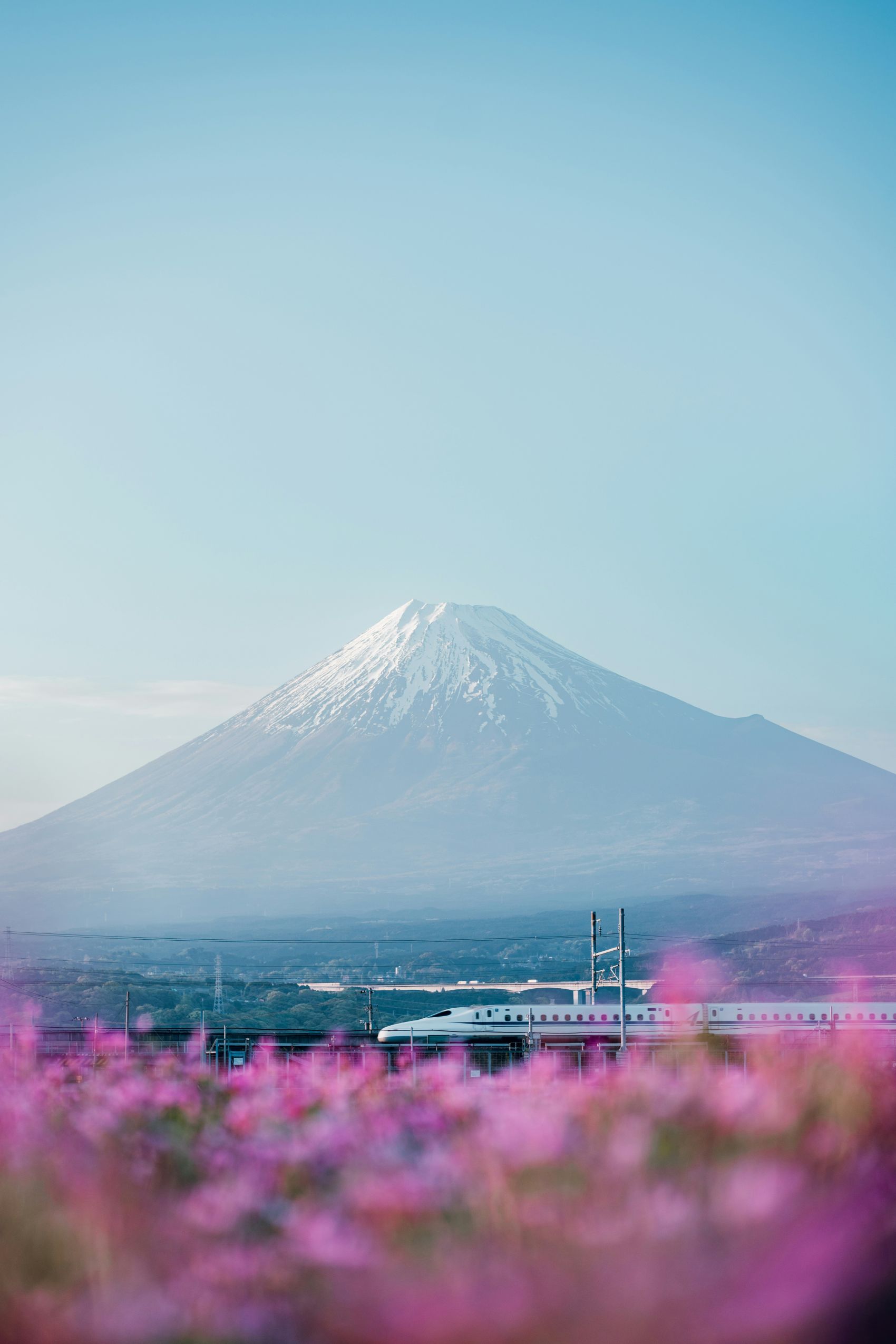 富士山与新干线的经典日式风景图片