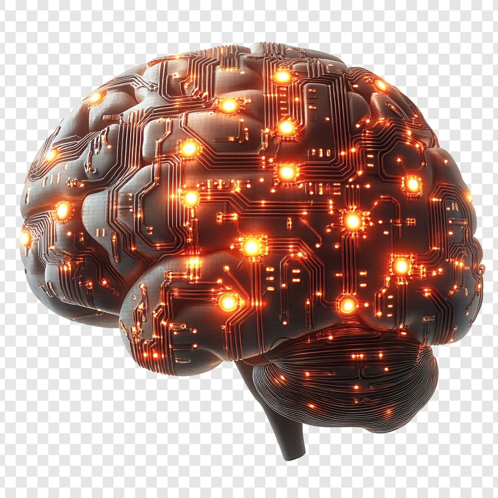 人工智能电路板大脑 3D 科技插画 AI 智能大数据创意视觉素材图片