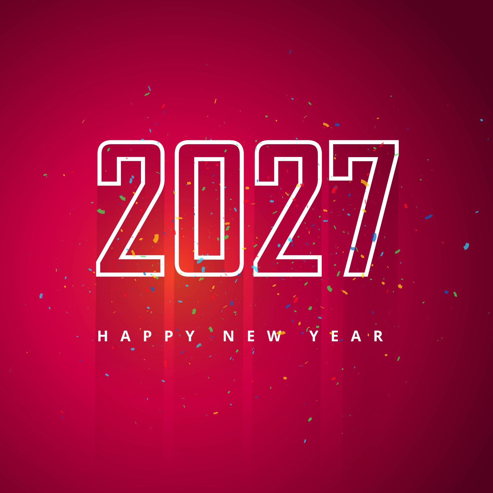 红色喜庆 2027 新年彩色碎纸片节日海报模板图片