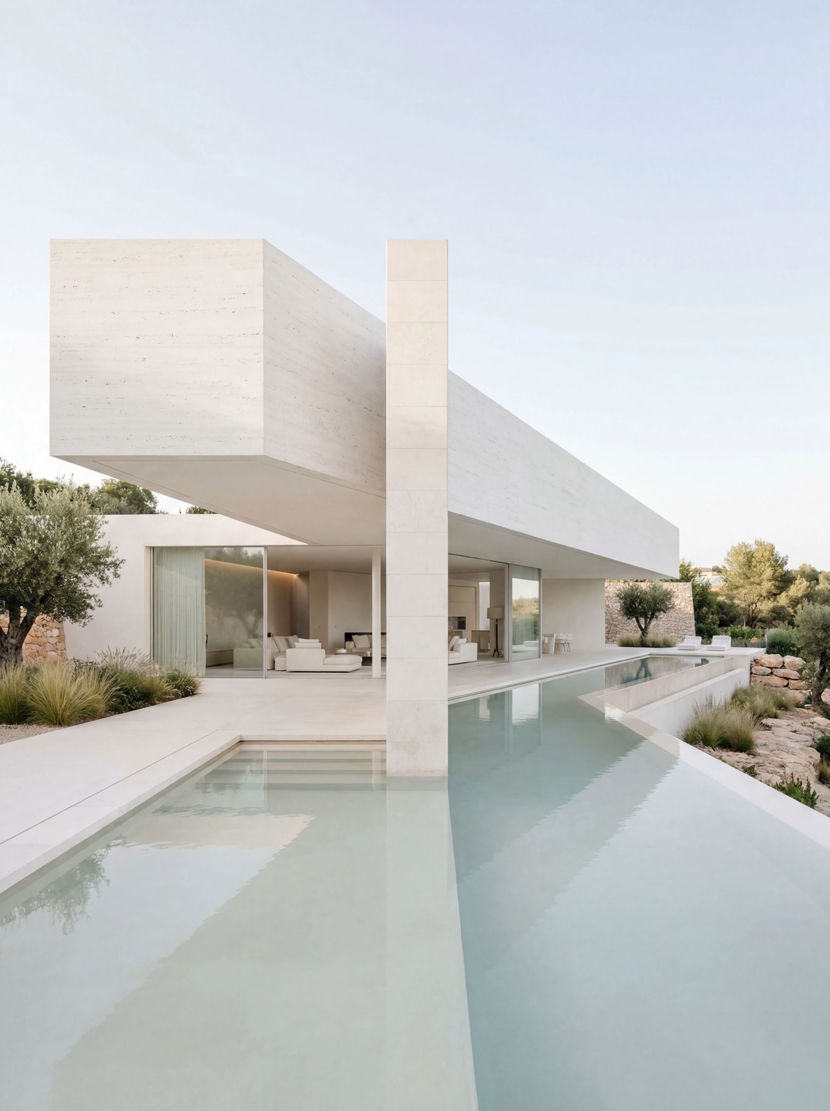 Villa .V __极简白色清水石材别墅内外全景建筑摄影合集图片