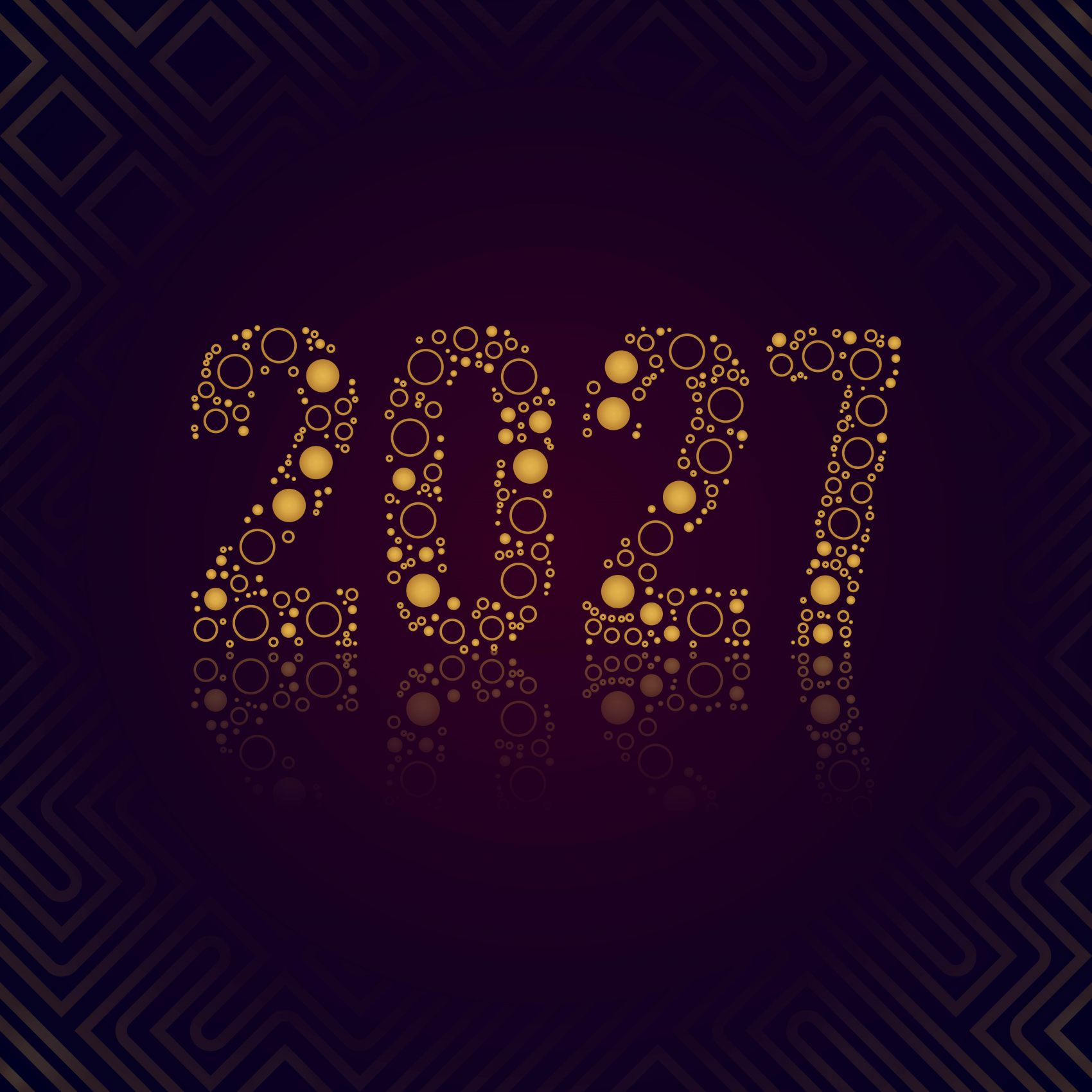 金色圆点构成 2027 新年奢华几何边框矢量背景图片