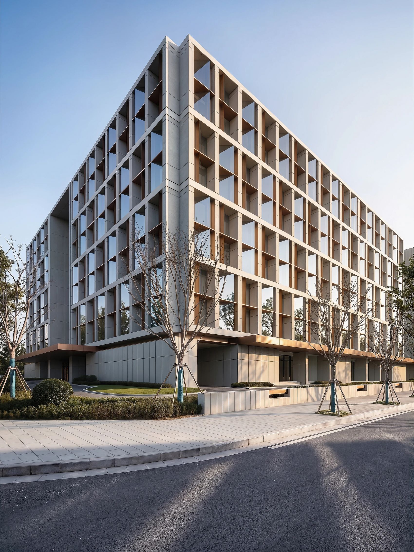 Corporate Office Building-现代简约商务办公楼建筑内外空间全套效果图图片