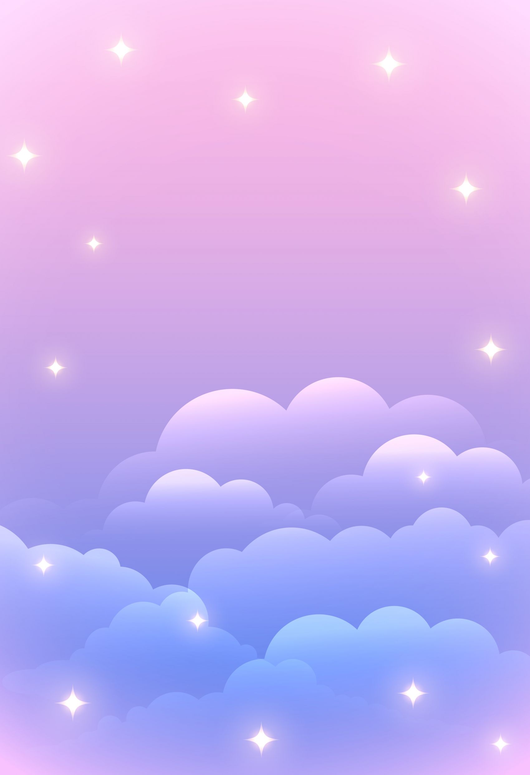 粉紫渐变梦幻云朵星光卡通插画背景图片