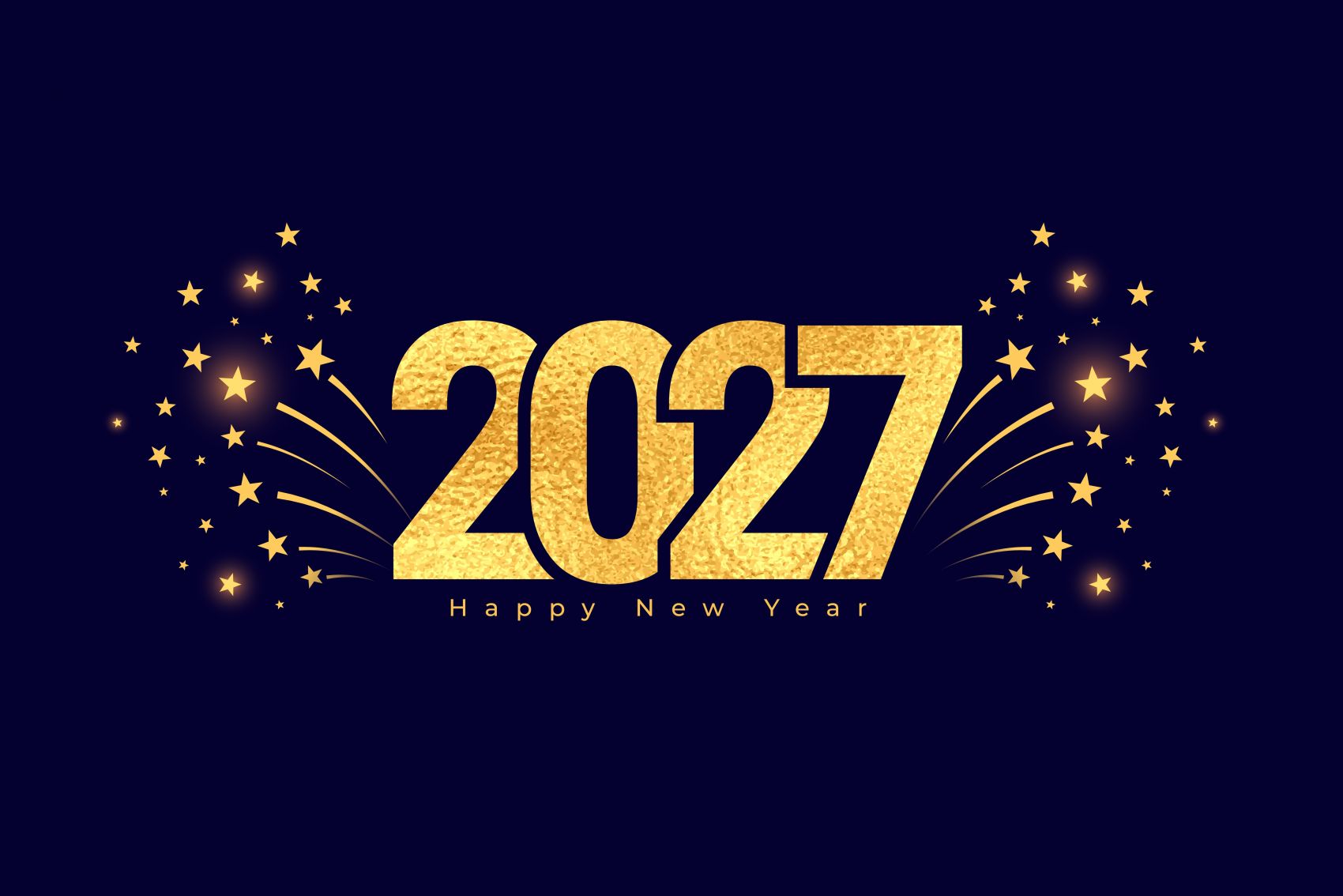 2027 新年黑金星光烟花贺岁海报图片