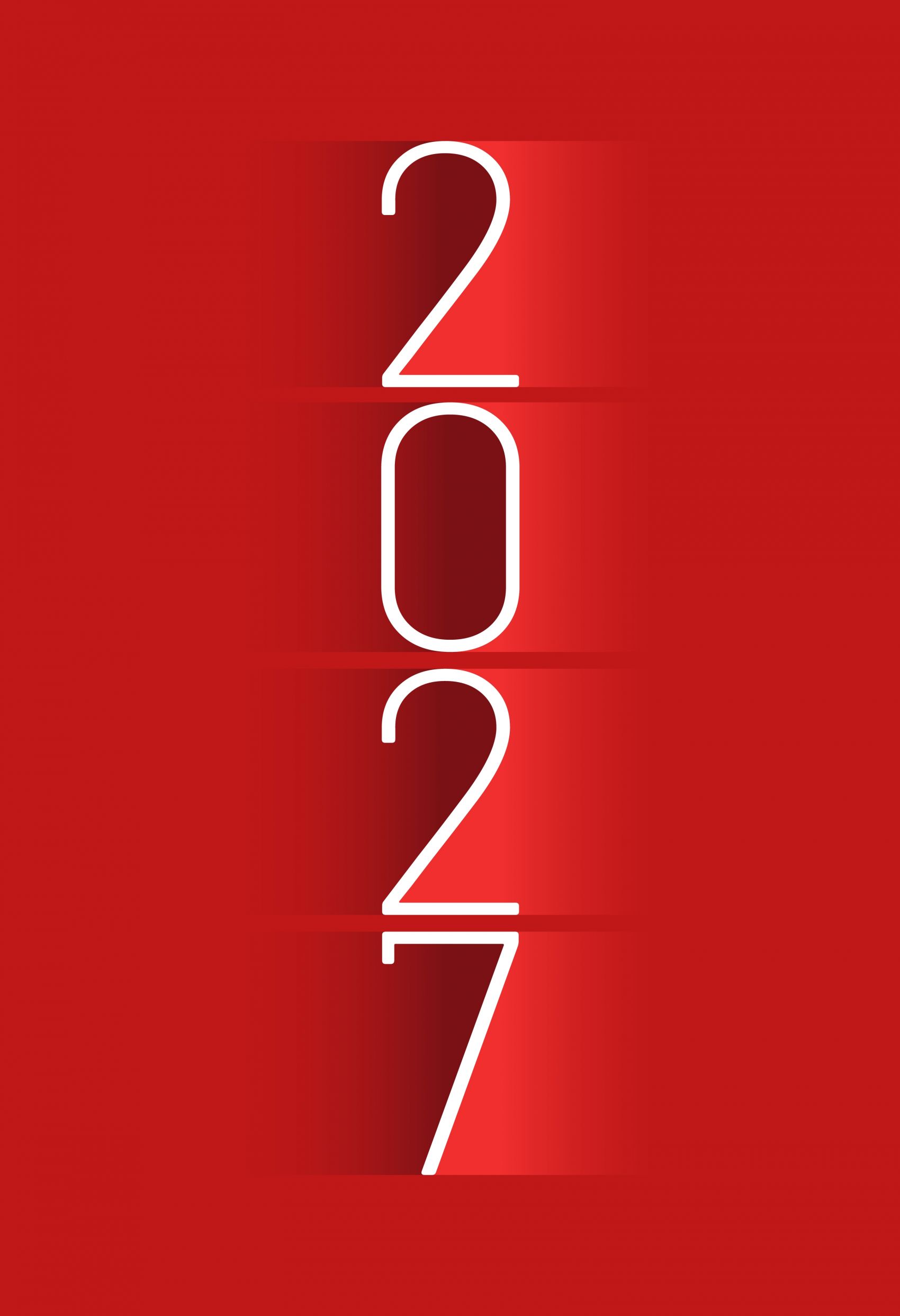 竖排 2027 红色简约新年线条文字海报图片