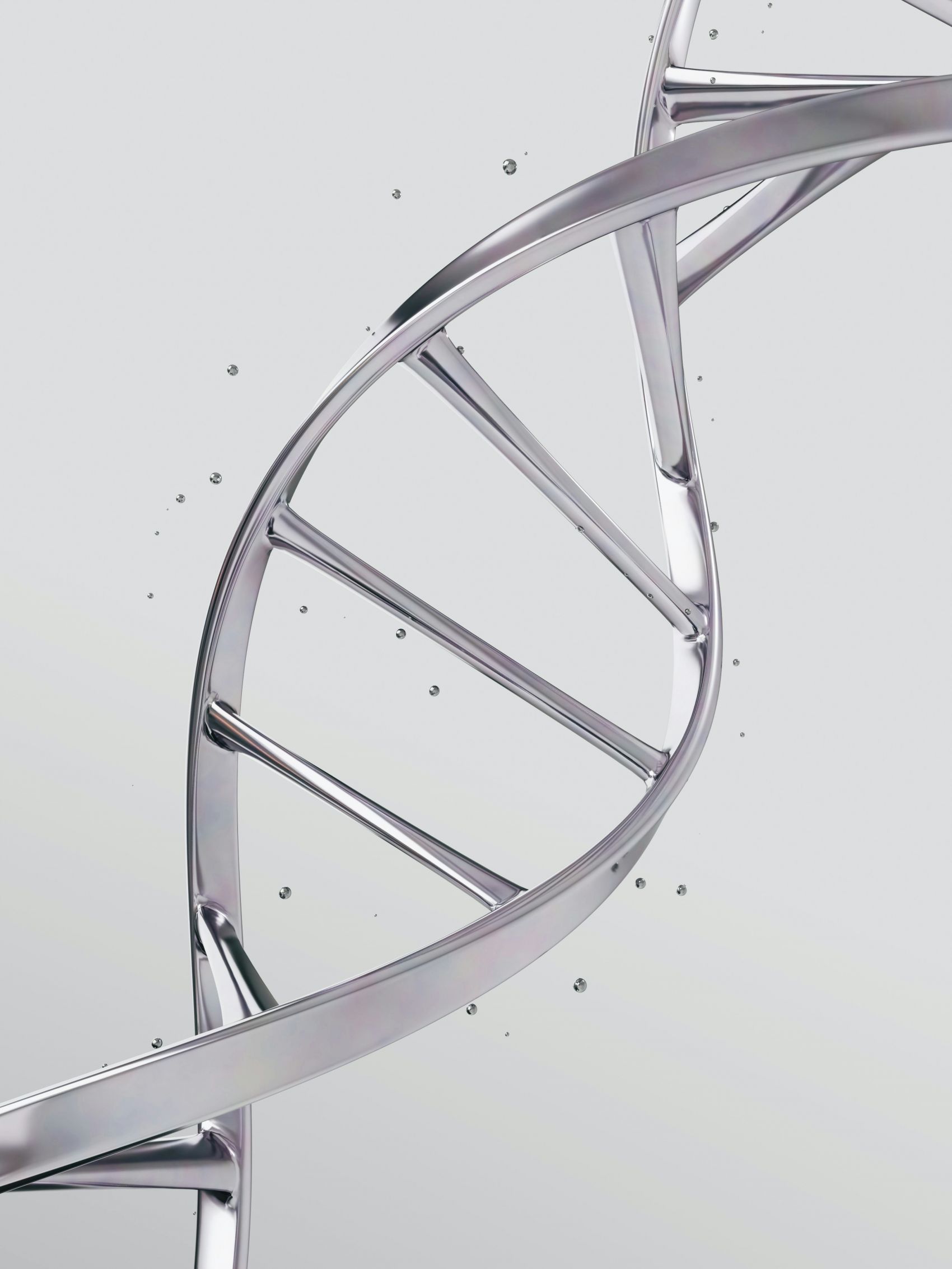金属质感 DNA 双螺旋 3D 模型展现生命科学科技美学图片