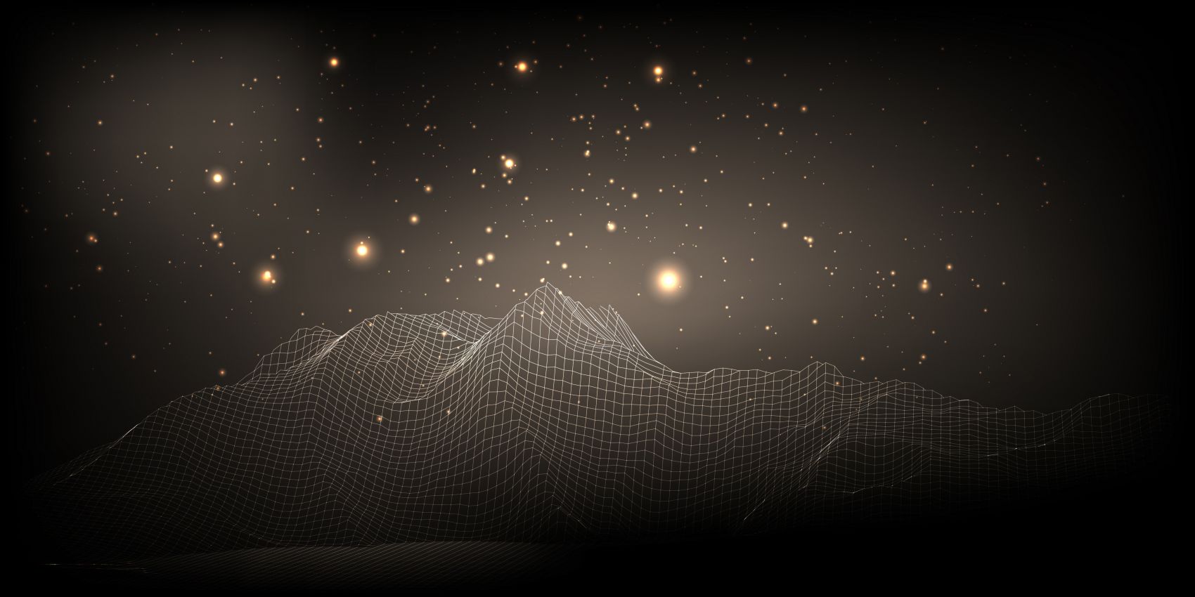 金色线框数字山脉星空背景图片