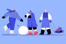 冰趣冬日 - 扁平风户外休闲插画