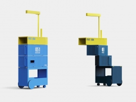 可以像港口集装箱一样堆叠和旋转的手推车