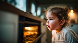 暖光食趣 - 孩童观察烘焙的生活场景