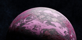 粉紫星云巨行星-宇宙深处的流体艺术奇观