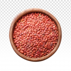 红棕豆粒-木碗中的红扁豆食材特写