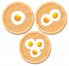 木盘煎蛋 早餐食材卡通插画素材