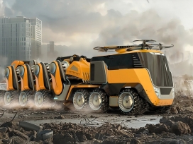 受变压器启发的变形机道路施工机器人车队