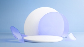 清透蓝白几何展台 极简质感特写