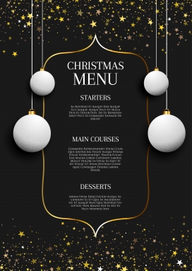 黑金风圣诞菜单设计矢量模板