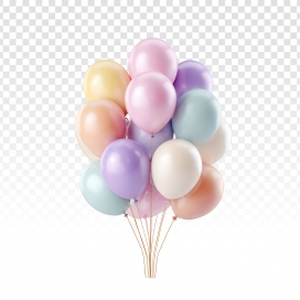 高清免抠马卡龙色气球束装饰素材