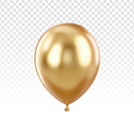 金色金属质感气球透明背景设计素材