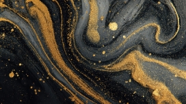 黑金鎏金流体艺术 - 奢华质感抽象设计素材