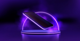 紫境悬浮 - 赛博科技手机展示设计素材