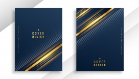 藏蓝底纹鎏金线条封面 奢华几何风展现高端商务质感