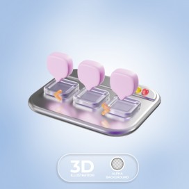 3D 消息气泡聊天界面插画