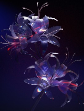 透明炫彩玻璃风彼岸花 3D 艺术插画