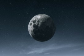 深空半月月球星空天文特写摄影