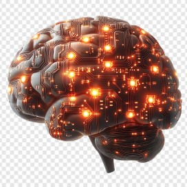 人工智能电路板大脑 3D 科技插画 AI 智能大数据创意视觉素材