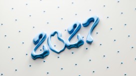 液态金属蓝色 2027 立体艺术字新年 3D 创意字体