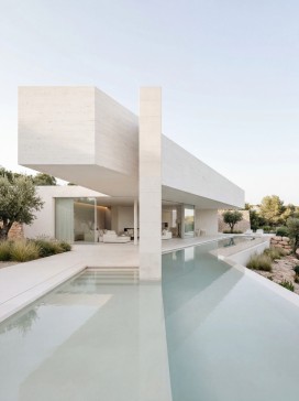 Villa .V __极简白色清水石材别墅内外全景建筑摄影合集