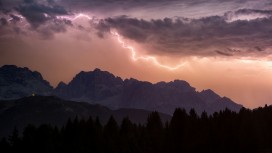 山间雷暴闪电震撼自然风光摄影