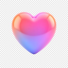 渐变彩虹色 3D 立体爱心透明 PNG 素材