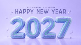 2027 梦幻渐变气球数字 新年 3D 立体海报素材