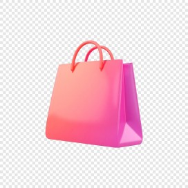 3D 渐变粉色购物袋电商促销元素