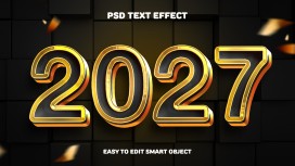 2027 黑金立体 3D 数字 新年高端庆典视觉海报