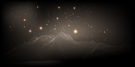 金色线框数字山脉星空背景