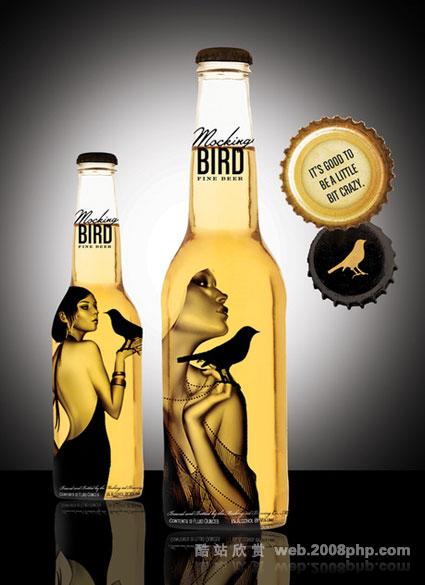 MockingBird创意金色啤酒瓶包装设计---酷图编号3