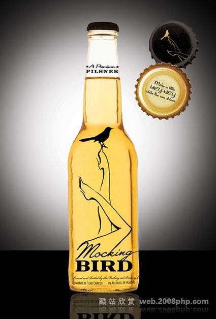 MockingBird创意金色啤酒瓶包装设计---酷图编号2