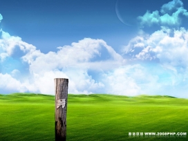 韩国蓝天白云草地图片欣赏