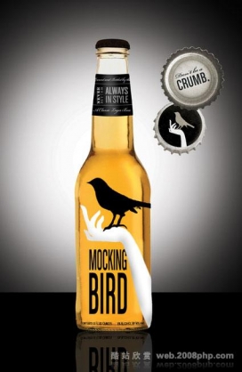 MockingBird创意金色啤酒瓶包装设计