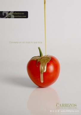 欧美Los Carrizos初榨橄榄油油滴平面广告设计