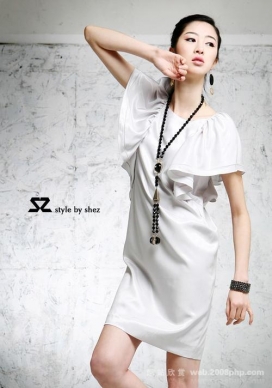 09韩国大荷叶袖时尚优雅连衣裙