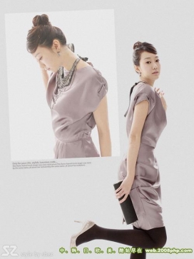 韩国09连衣裙主打典雅高贵仿真丝淑女连衣裙